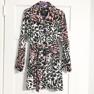 Grass Collection Pink/Black/White Cheetah Trench